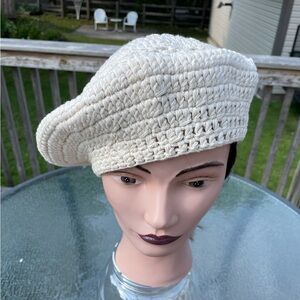 Free People Cream Crochet Beret